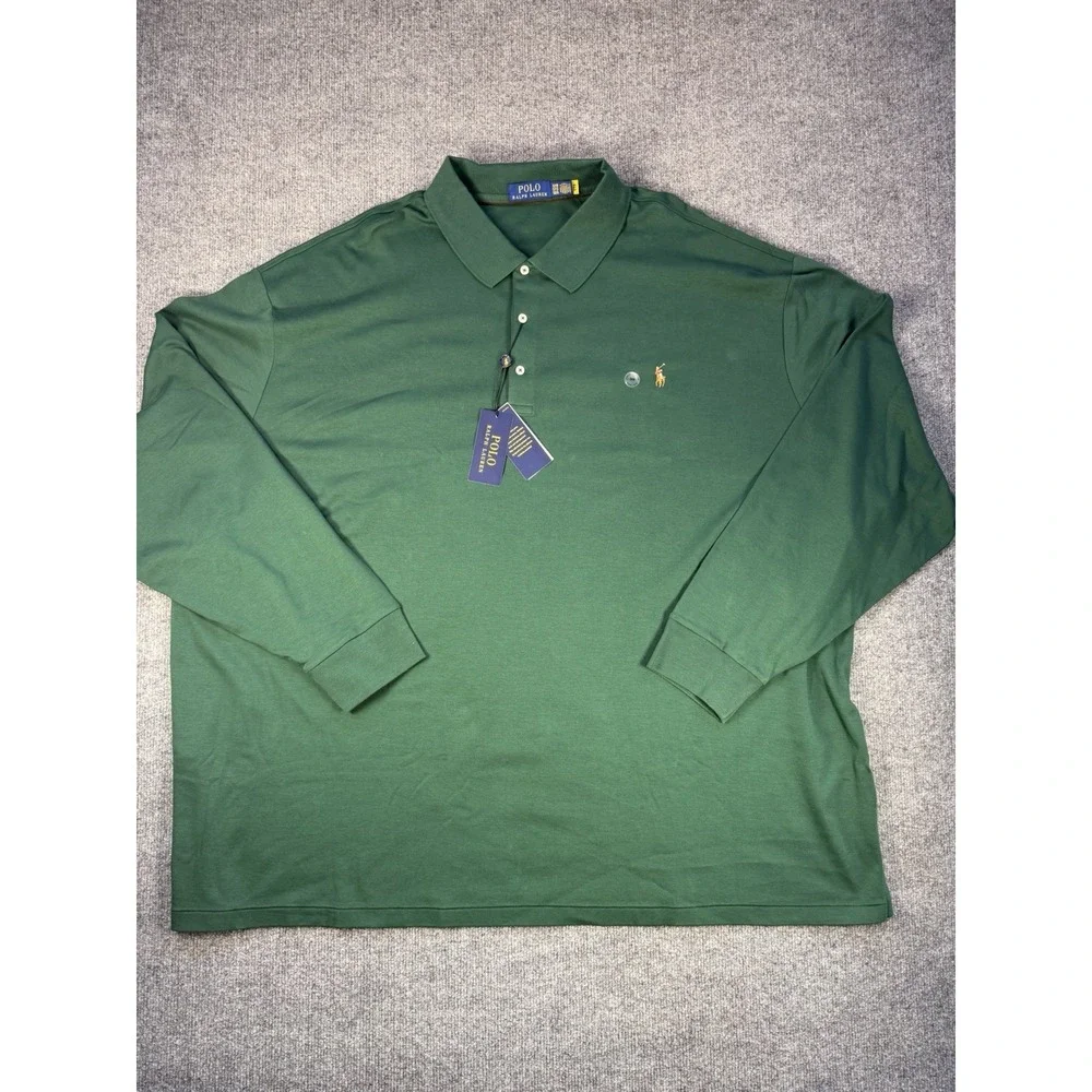 Polo Ralph Lauren Shirt Mens 5XB Green Long Sleeve Flesh Pony Logo Commute New